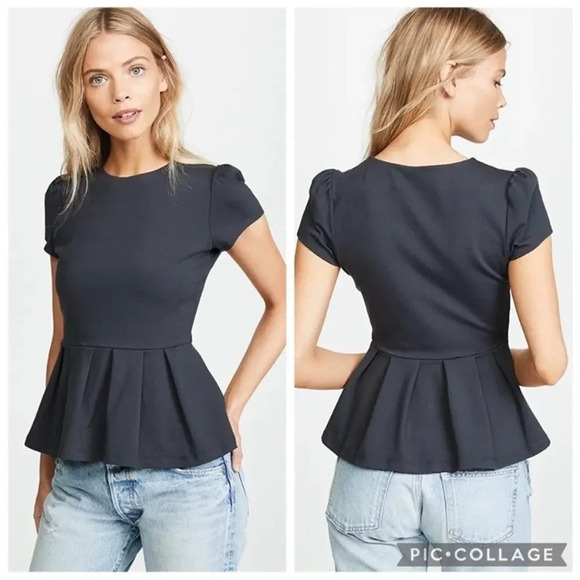Susana Monaco Tops - Susana Monaco Kiki Pleated Peplum Blouse Dark Charcoal Gray T Shirt size XS Top